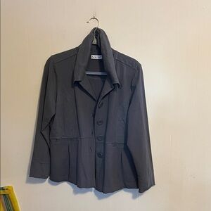 Habitat Slub knit peplum Charcoal Button-Up Jacket